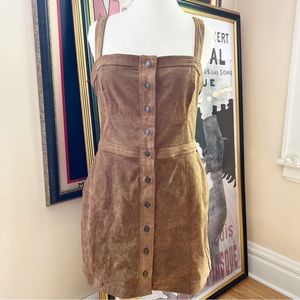 abercrombie & fitch: Faux Suede Brown Button Down Skirt Overalls Sz XL